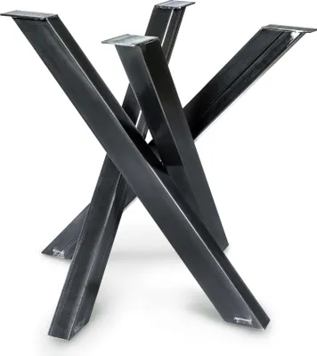 Produktbild von Magnetic Mobel Tischgestell Orion (S -Size 77X77Xh71 Cm, Transparent) Design Kreuzgestell Schwerlast Massiv Tischkufen Stahl Tischbeine Metall Profil 8X4 Cm