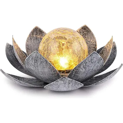 Image de Lampes solaires d'extérieur, décoration de jardin en forme de lotus, lampe solaire pour jardin, lumière chaude, éclairage de jardin pour décoration de terrasse, lampes solaires LED, étanches