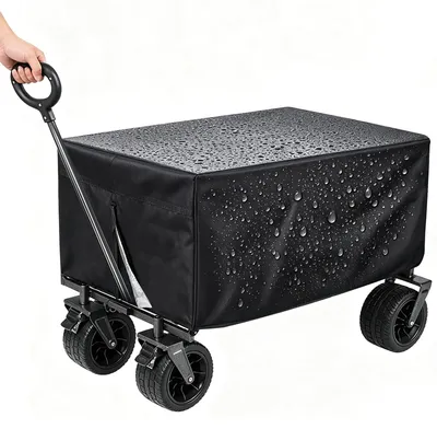 Produktbild von Schutzhülle für Bollerwagen Wasserdicht - Faltbare Abdeckung - UV-beständig - Staubdicht - Verstellbarer Kordelzug - Gartenwagen