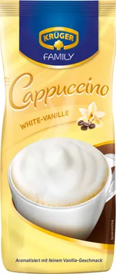 Produktbild von Krüger Family White Cappuccino 6er Pack (6x 500 g Beutel) + usy Block