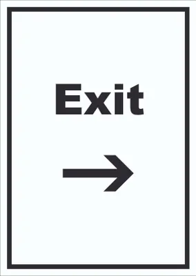Produktbild von Exit Schild mit Text und Richtungspfeil rechts Ausgang hochkant A1 (594x841mm)