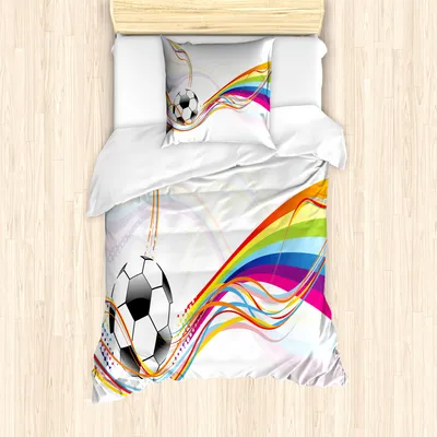 Produktbild von ABAKUHAUS Fußball Mantele, Regenbogen-Muster-Linie, Milbensicher Allergiker geeignet mit Kissenbezügen, 135 cm x 200 cm - 80 x 80 cm, Mehrfarbig