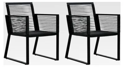 Produktbild von 2er Set Gartenstuhl Sessel Essstuhl Balkonstuhl Terrassenstuhl Schwarz PVC Rattan