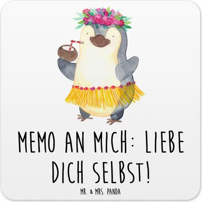 Produktbild von Mr. & Mrs. Panda Untersetzer für Gläser Pinguin Kokosnuss 10er Set - Weiß - Geschenk, Urlaub, Ferien, Tassenuntersetzer, Coaster, Hawaii, Glas-Untersetzer