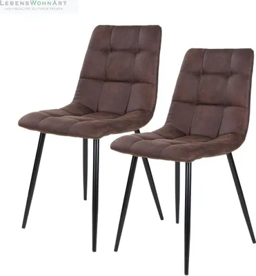 Produktbild von Modernes 2er Stuhl-Set LEIRIA dunkelbraun Mikrofaser