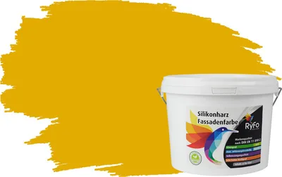 Produktbild von RyFo Colors Silikonharz Fassadenfarbe Lotuseffekt Trend Ginstergelb 3l - bunte Fassadenfarbe, weitere Gelb Farbtöne und Größen erhältlich, Deckkraft Klasse 1