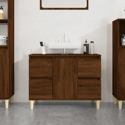 Produktbild von Waschbeckenunterschrank Braun Eichen-Optik 80x33x60 cm , Badezimmerschränke Design 2024