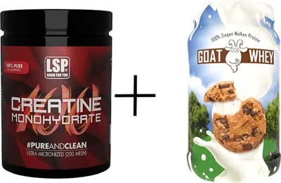 Produktbild von LSP Creatine Monohydrat (500g) +GOAT WHEY (600g), Cookies&Cream, Pulver