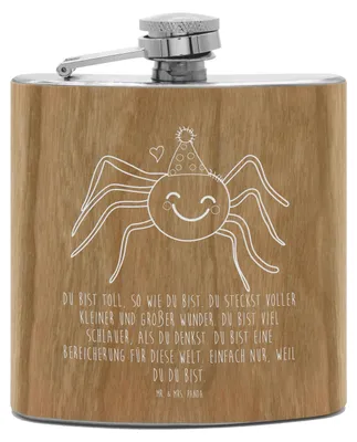 Produktbild von Mr. & Mrs. Panda Flachmann Spinne Agathe Party - Transparent - Geschenk, Motivation, Selbstliebe, Aus Edelstahl, feldflasche, Hip Flask, Glück, taschenflasche, Wunder