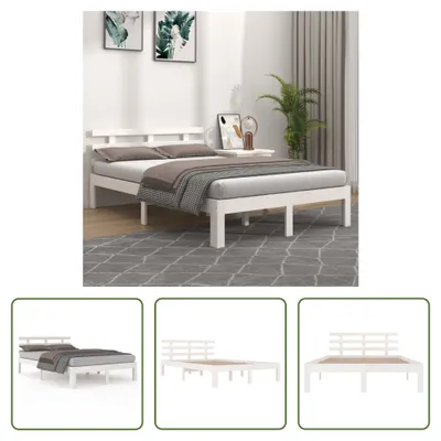 Produktbild von The Living Store Massivholzbett Weiß 160x200 cm