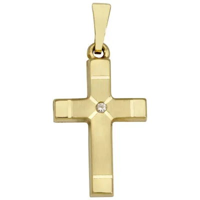 Produktbild von Basic Gold K16 Damen Anhänger Kreuz 14 Karat (585) Gelbgold