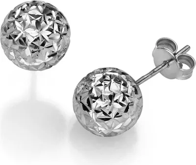 Produktbild von 10mm Kugel Ohrstecker Stecker Ohrschmuck aus 585 Gold Weißgold diamantiert