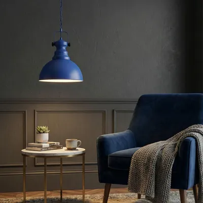 Produktbild von Opviq, Hochwertige Pendelleuchte, Metallkörper, Blau, Ø31 h:40 cm, IP20