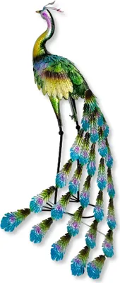 Produktbild von Metall Garten-Figur Pfau 85cm bunt Dekofigur groß Gartendeko Deko-Skulptur Tierfigur Vogel