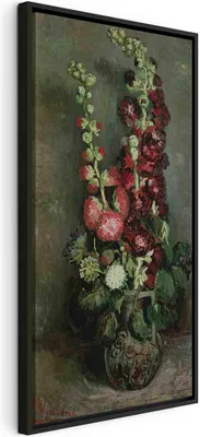 Produktbild von Italienischer Leinwand Leinwandbild - Vase of Hollyhocks (Vincent Van Gogh) 40x80 cm Reproduktionen l-E-12116-b-a