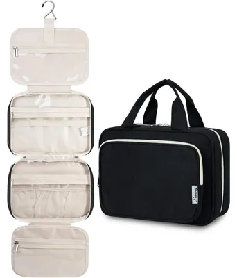 Productafbeelding van Opknopingstas voor dames, grote wastas, make-up tas, organizer, zwart, medium