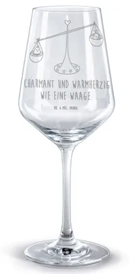 Produktbild von Mr. & Mrs. Panda Weinglas Sternzeichen Waage - Transparent - Geschenk, Marienkäfer, Biene, Hummel, Gleichgewicht, Kelch, glas für rotwein, Rotweinglas mit Gravur