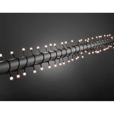 Produktbild von Konstsmide - LED Globelichterkette, runde Dioden, 160 warm weiße Dioden, 24V Außentrafo, schwarzes Kabel; 3695-107