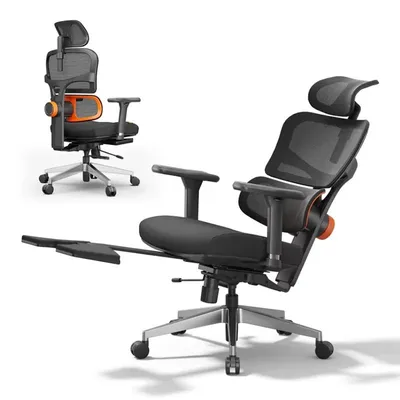 Obrázok produktu pre Ergonomická kancelárska stolička - NT002 - Výškovo nastaviteľná (111–138 cm) - Sklopná (96/120/136°) - Nastaviteľná opierka hlavy - Ergonomická bedrová opierka - Čierna