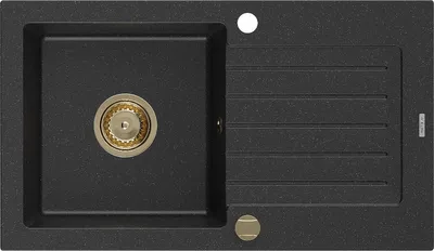Produktbild von Mexen Pablo Granitspüle mit einem Becken und einer Abtropffläche 752 x 436 mm, Schwarz/Silbermetallic, Siphon Gold - 6510751010-