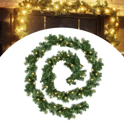 Immagine prodotto di Yakimz ghirlanda di Natale con illuminazione 5m 100 LED ghirlanda di Natale artificiale ghirlanda di Natale IP44 ghirlanda di abete per interni ed esterni ghirlanda per scale