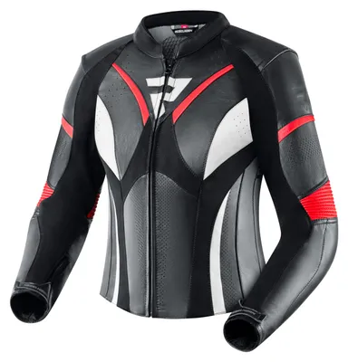Produktbild von Rebelhorn Rebel Damen Motorrad Lederjacke, schwarz/weiß/rot, 38