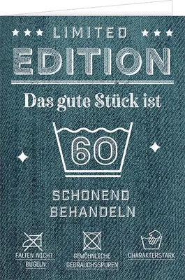 Produktbild von 60. Geburtstag große A4 XXL Karte mit Umschlag Limited Edition schonend behandeln