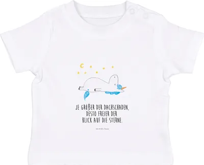 Produktbild von Mr. & Mrs. Panda  T-Shirt Einhorn Sternenhimmel 0. - 6. Monat - Weiß - Geschenk, Einhörner, Kinder, Unicorn, Organic Baby, Jerseyshirt, Sterne, Shirt, Babyshirt