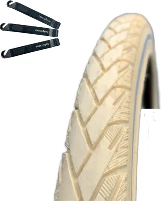 Produktbild von 1 x Rexway "Mencos" Pannenschutz Fahrradreifen Creme mit Reflex 37-622 (28 x 1 5/8 x 1 3/8) inkl. maxxi4you Reifenheber