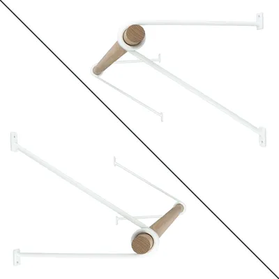 Produktbild von Natural Goods Berlin GARD PRENZLBERG, Halterung für Kleiderstange, Wandmontage, Wandgarderobe, Weiß, 26 cm, Rundstab Eiche 50 cm, 2 Stück