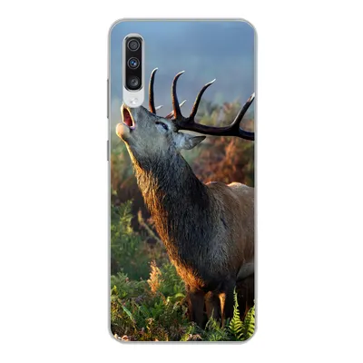 Produktbild von MuchoWow® Handyhülle Schutzhülle Hülle für Samsung Galaxy A70 Hirsche - Wald - Nebel Silikon Softcase Handy Hülle - Schutzhaube