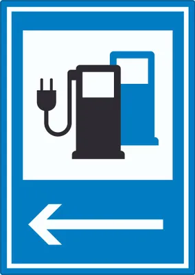 Produktbild von Stromtankstelle 365-65 Pfeil links Symbol Aufkleber A1 (594x841mm)