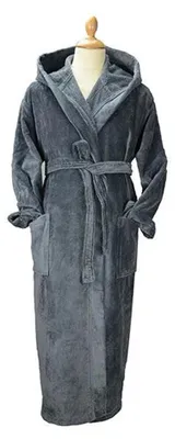 Image de ARTG - Robe de chambre « Deluxe » pour femmes, avec capuche, velours LT5195 (XXL) (gris foncé)