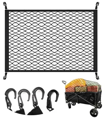 Immagine prodotto di Rete per bagagli, 80 x 60 cm, elastica, adatta per carrelli, carrelli da giardino, carrelli da spiaggia, camper, auto (vano bagagli)