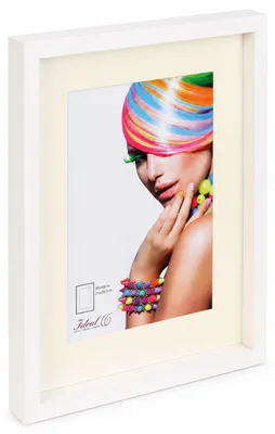 Produktbild von 3D Objektrahmen Bilderrahmen mit Passepartout & gehärtetem Glas Holz MDF Rahmen Foto Poster - Farbe: Weiß | Format: 50x70