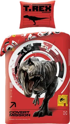 Produktbild von Jurassic World Bettbezug rot 140 x 200 cm - Polyester - 70 x 90 cm