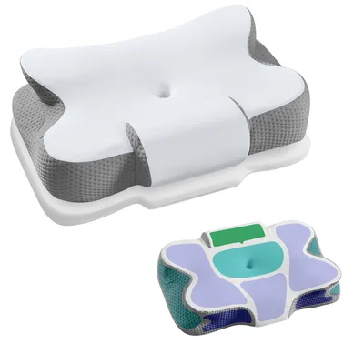 Obrázek produktu pro Polštář SONGMICS, ergonomický polštář, chladivý polštář na krk, s nastavitelnou výškou, polštář z paměťové pěny, bílo-šedý