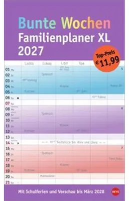 Obrázek produktu pro Barevný týdenní rodinný plánovač XL 2027