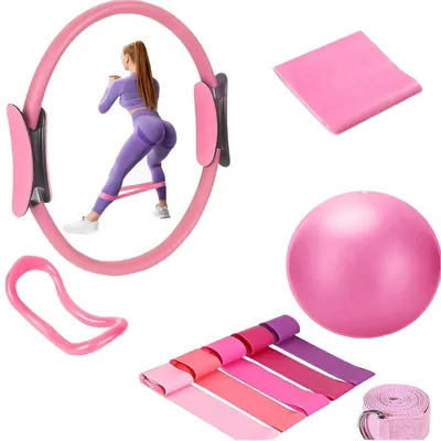 Productafbeelding van Pilatesringen set - 10-delig - Pilatesring pilatesbal - Weerstandsbanden - Opbergtas