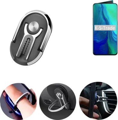 Produktbild von K-S-Trade 3in1 Smartphone-Ring Handy-Ring kompatibel mit Oppo Reno Fingerhalterung  Handyring Tischständer Lüftungsgitter-Halterung Tisch Ständer
