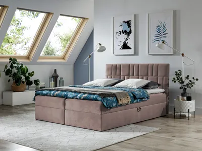 Obrázek produktu pro Americká manželská postel 180x200 TOMASA 3 - růžová + topper