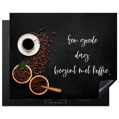 Produktbild von KitchenYeah© Herdabdeckplatte Sprichwörter - Ein guter Tag beginnt mit Kaffee - Zitate - Kaffee , 65x52cm, Küche Deko, Glaskeramikkochfeld Herdabdeckung, Abdeckplatte fùr Kochfeld