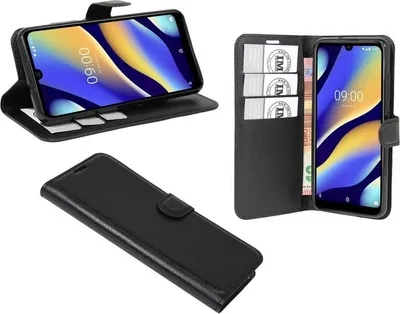 Produktbild von Buch Tasche "Fancy" für WIKO VIEW 3 LITE Handy Hülle Etui Brieftasche Schutzhülle mit Standfunktion, Kartenfach Schwarz