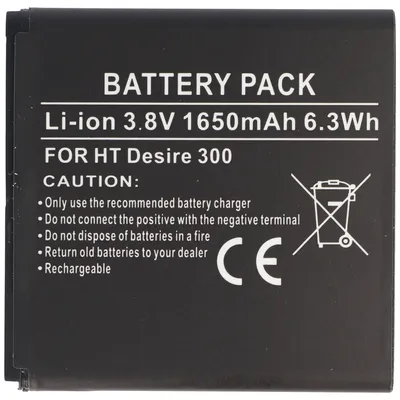 Produktbild von Akku passend für HTC Desire 300, Li-Ion, 3,8V, 1650mAh, 6,3Wh