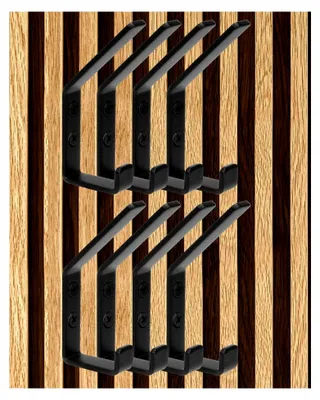 Produktbild von 8 Stück Haken für Akustikpaneele, Garderobenhaken, Doppelter Kleiderhaken, Akustikpaneele Haken mit Kratzschutz, Korrosionsbeständig, Schwarz, 13 mm