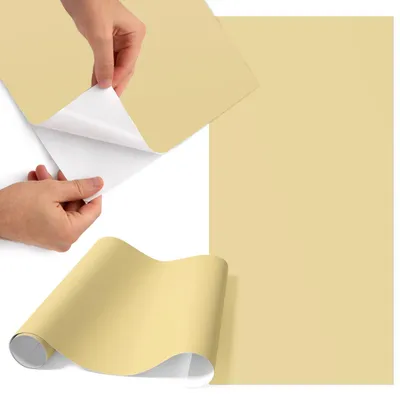 Produktbild von Möbelfolie 50x100 cm - Klebefolie Möbel - Selbstklebende Folie - Folie für Möbel - Möbelfolie Küche - Klebefolie Küche - Möbelfolie Schrank - Wasserdicht - Abwaschbar - Selbstklebend - Luftblasenfrei - Rückstandslos entfernbar - Cremefarbenes Gelb