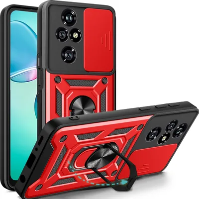 Produktbild von Outdoor Panzer Hülle für Honor 200 Pro Handyhülle mit Slide Kameraschutz Ringhalter in Rot