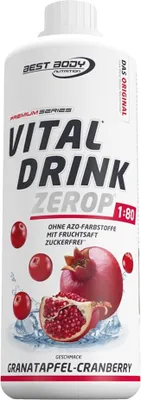 Produktbild von Best Body Nutrition - Vital Drink Zerop - 1000 ml Flasche, 1 x 1000 ml Flasche, Geschmack: Granatapfel Cranberry
