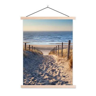 Produktbild von MuchoWow® Textilposter Sand - Strand - Düne - Meer - Sommer 40x53 cm mit holzfarbenen Rahmen - Schlafzimmer