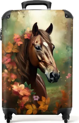 Obrázok produktu pre NoBoringSuitcases.com® Kufr Príručná batožina Kufr na kolieskach Malý cestovný kufor na 4 kolieskach - Horse - Flowers - Nature - Animals - Forest - Orange - Cabin Size < 55x40x23 cm & 55x40x20 cm - Foto kufor - Cabin suitcase - Board luggagePríručná batožina Kufrík 55x35x20 cm, 36L,